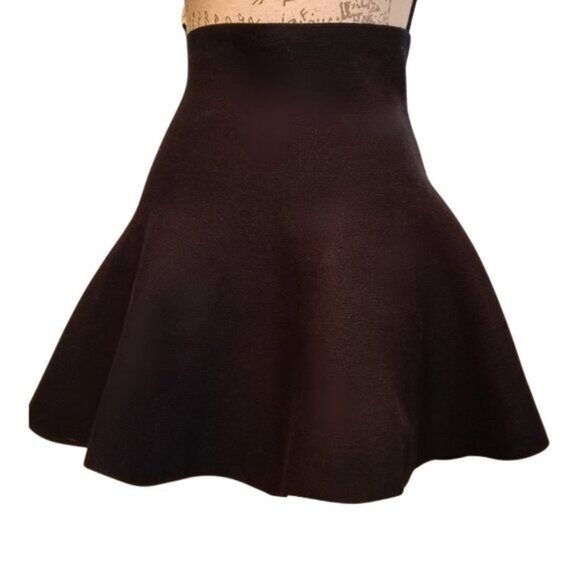 Black Skater Skirt Circle Skirt Medium Stretchy - Dark Academia Preppy Casual - Picture 1 of 7